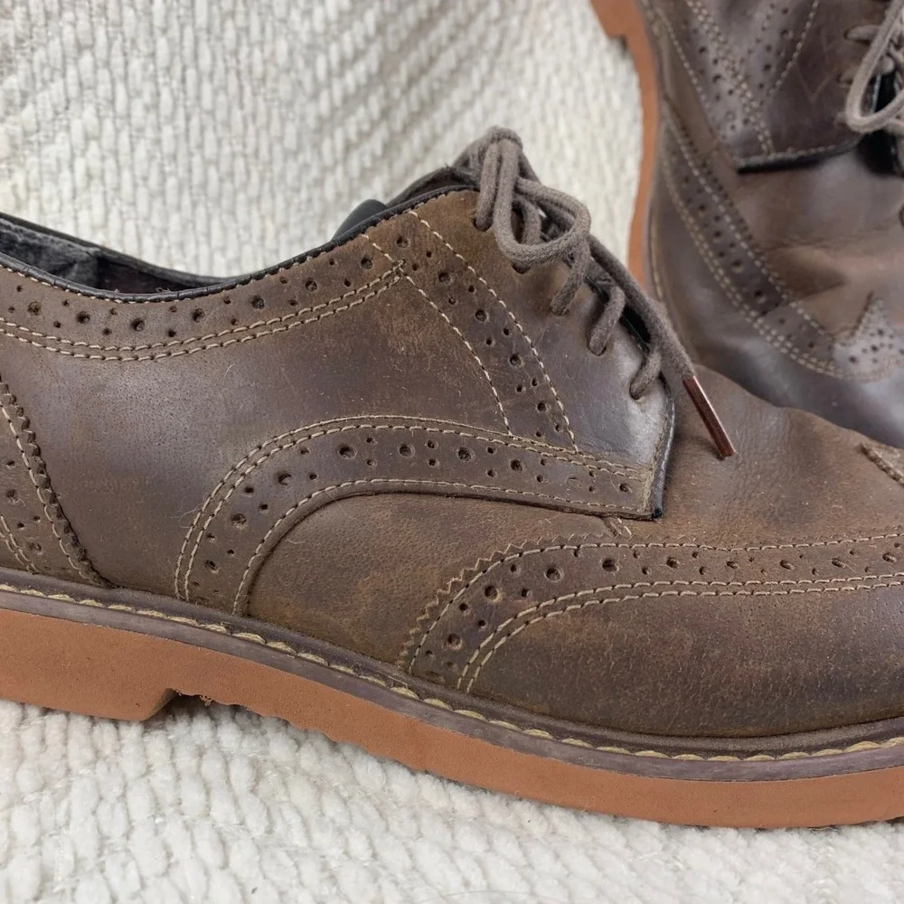 Nunn Bush Mens 10 Brown Leather Wingtip Brogue Oxford Dress Shoes Lace Up Casual